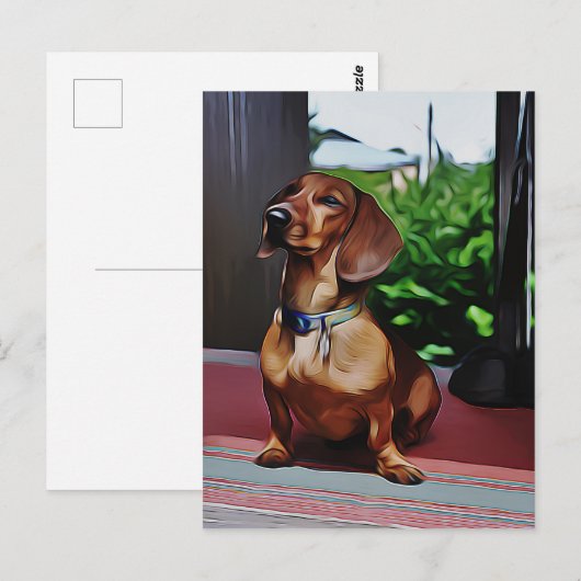 Dachshund zit op porch country House Birthday Briefkaart (Voorkant / Achterkant)