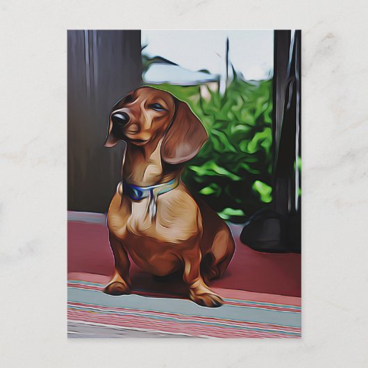 Dachshund zit op porch country House Birthday Briefkaart (Voorkant)