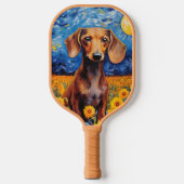 Dachshund & Zonnebloemen Kunstcadeau Pickleball Paddle (Voorkant)