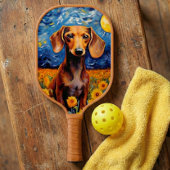 Dachshund & Zonnebloemen Kunstcadeau Pickleball Paddle