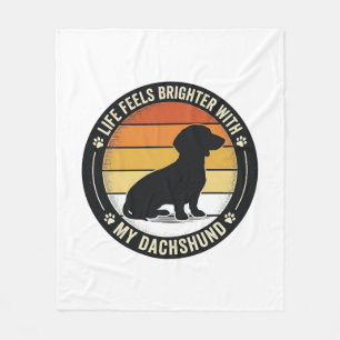 Dachshund Zonsondergang Shirt Vintage Hond Liefheb Fleece Deken