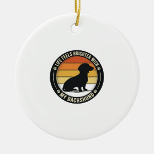 Dachshund Zonsondergang Shirt Vintage Hondenliefhe Keramisch Ornament
