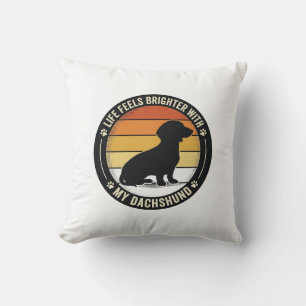 Dachshund Zonsondergang Shirt Vintage Hondenliefhe Kussen