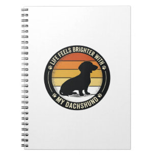 Dachshund Zonsondergang Shirt Vintage Hondenliefhe Notitieboek