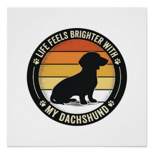 Dachshund Zonsondergang Shirt Vintage Hondenliefhe Perfect Poster