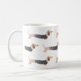 Dachshund Zwarte Kerst Trui Patroon Grappig Koffiemok