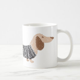 Dachshund Zwarte Kersttrui Patroon Grappig Koffiemok