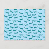 Dachshundpatroon in blauwe combinatie briefkaart (Voorkant)