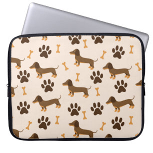 Dachshundpatroon: printontwerp laptop sleeve