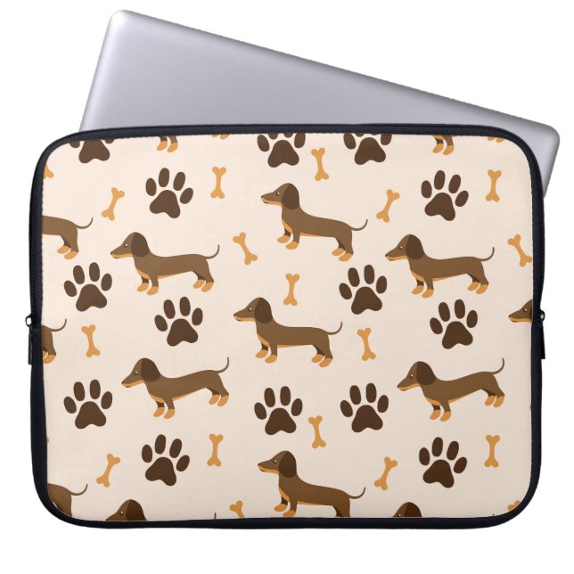 Dachshundpatroon:  printontwerp laptop sleeve (Voorkant)