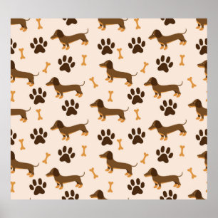 Dachshundpatroon:  printontwerp poster