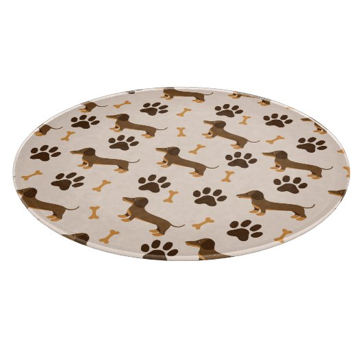 Dachshundpatroon:  printontwerp snijplank (Hoek)