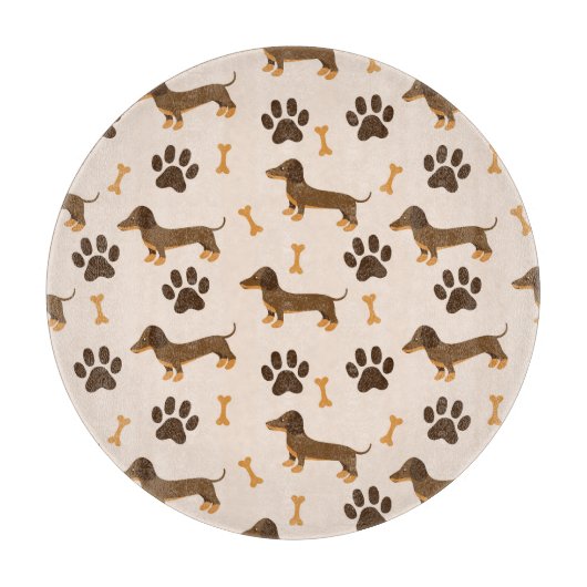 Dachshundpatroon:  printontwerp snijplank (Voorkant)