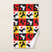 Dachshunds and Hearts Cute Checkerboard Pattern Bad Handdoek (Handdoek)