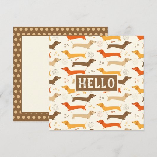 Dachshunds and Polka Dots Flat Kaart (Voorkant / Achterkant)