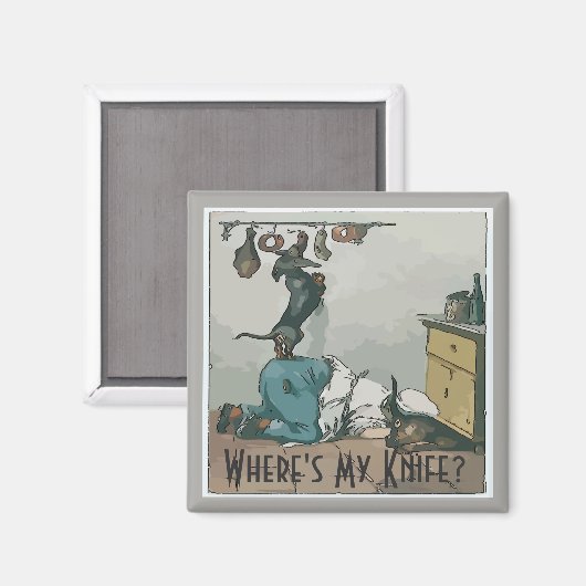 Dachshunds at Butchers, voeg test toe Magneet (Voorkant / Achterkant)