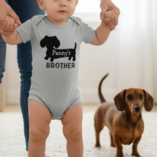 Dachshund's Baby Brother gepersonaliseerd met naam Romper