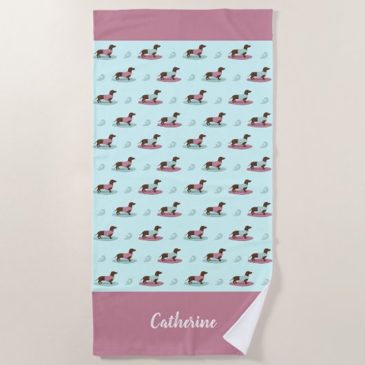 Dachshunds Beach Towel omdoen Strandlaken (Voorkant)