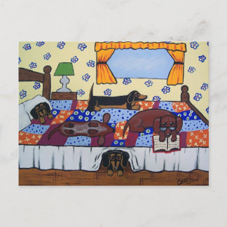 Dachshunds Bed Time Story Briefkaart