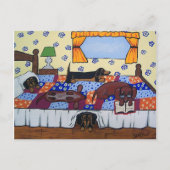 Dachshunds Bed Time Story Briefkaart (Voorkant)