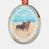 Dachshunds bij Beach Metalen Ornament (Links)