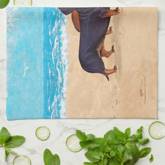 Dachshunds bij Beach Theedoek (Gevouwen)