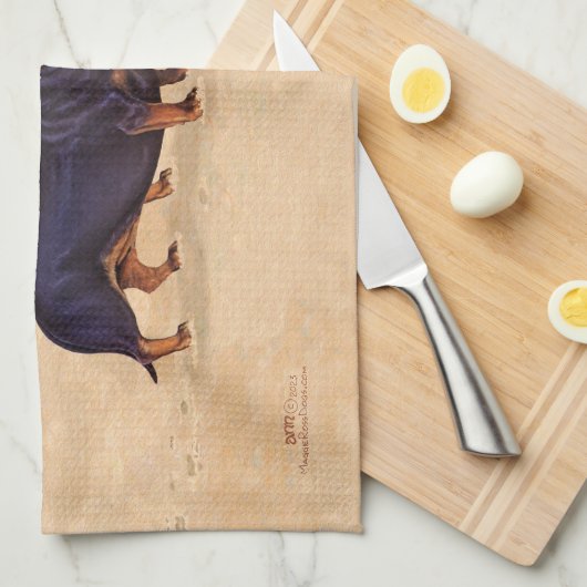 Dachshunds bij de strandlaken theedoek (Quarter Fold)