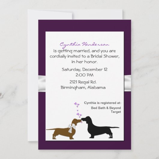 Dachshunds Bridal Shower Uitnodiging (Voorkant)