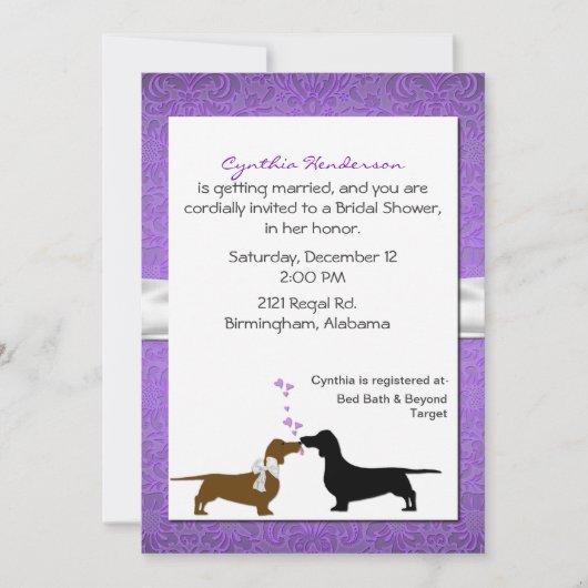  Dachshunds Bridal Shower Uitnodiging (Voorkant)