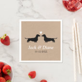 Dachshunds Bruidspaar met aangepaste tekst Servetten (Insitu)