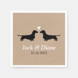 Dachshunds bruiloft paar met aangepaste tekst servetten