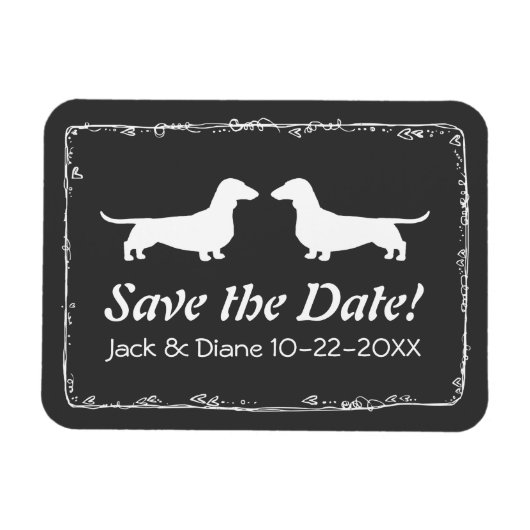 Dachshunds Bruiloft Save the Date Flexibele Magnet Magneet (Horizontaal)