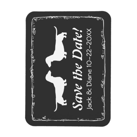 Dachshunds Bruiloft Save the Date Flexibele Magnet Magneet (Verticaal)