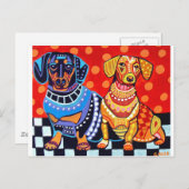 Dachshunds by Heather Galler Briefkaart (Voorkant / Achterkant)