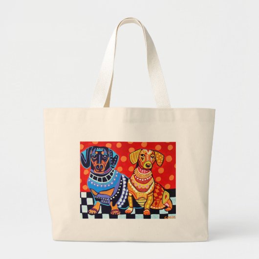 Dachshunds by Heather Galler Grote Tote Bag (Voorkant)