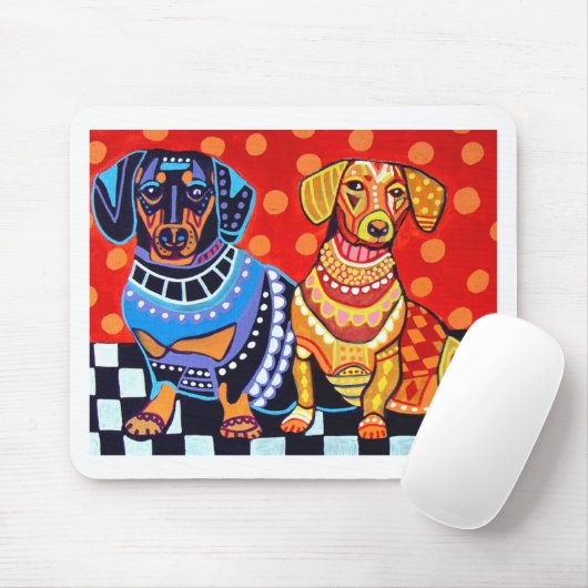 Dachshunds by Heather Galler Muismat (Met muis)