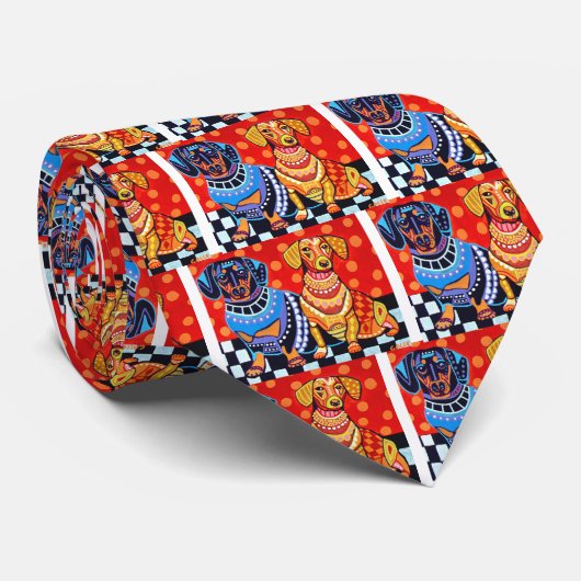 Dachshunds by Heather Galler Stropdas (Opgerold)