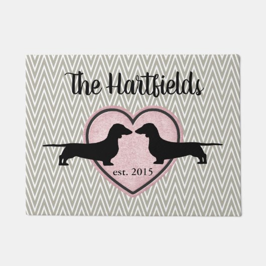 Dachshunds Chevron Pattern door Mat (Voorkant)