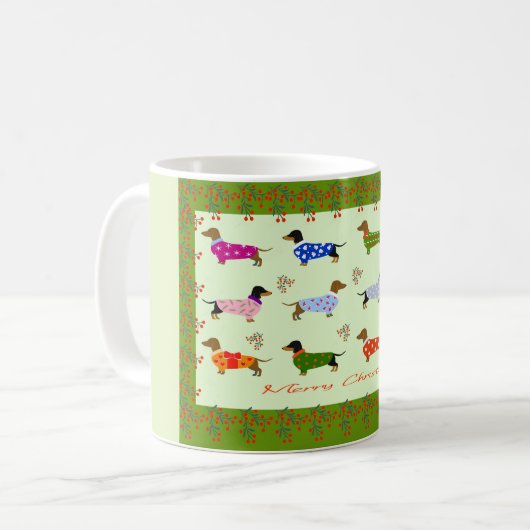 Dachshunds Christmas mug Koffiemok (Voorkant links)