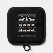 Dachshunds Christmas Sweater Pattern Classic T-Shi Pannenlap (Voorkant)