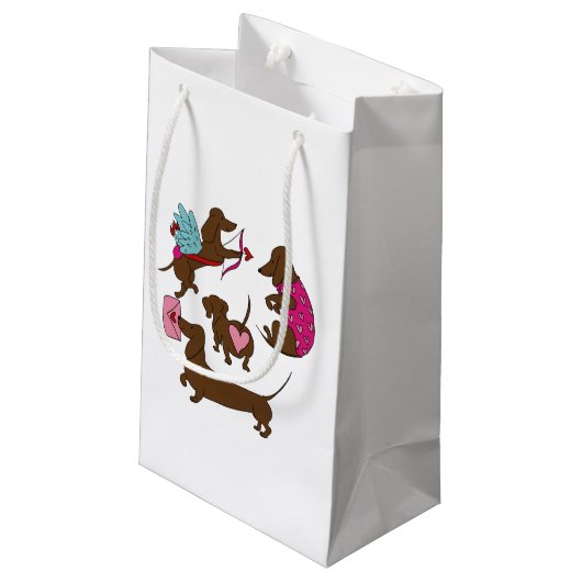 DACHSHUNDS CUPID  KLEIN CADEAUZAKJE (Achterkant Gekanteld)