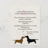 Dachshunds Custom Ivory Wedding Invitation Kaart (Voorkant / Achterkant)