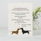 Dachshunds Custom Ivory Wedding Invitation Kaart (Staand voorkant)