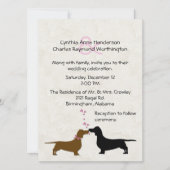 Dachshunds Custom Ivory Wedding Invitation Kaart (Voorkant)