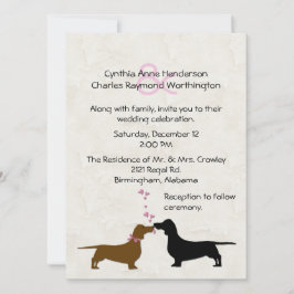 Dachshunds Custom Ivory Wedding Invitation Kaart