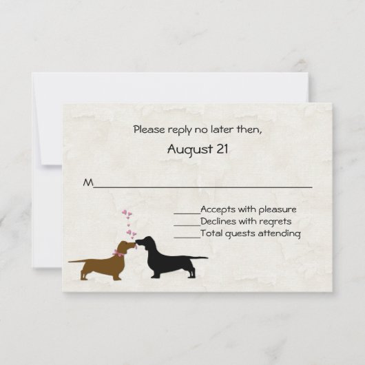 Dachshunds Custom Ivory Wedding RSVP Kaart (Voorkant)