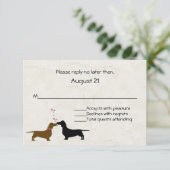 Dachshunds Custom Ivory Wedding RSVP Kaart (Staand voorkant)