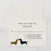 Dachshunds Custom Ivory Wedding RSVP Kaart (Voorkant / Achterkant)