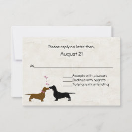 Dachshunds Custom Ivory Wedding RSVP Kaart