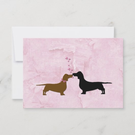 Dachshunds Custom Pink Wedding RSVP (Achterkant)